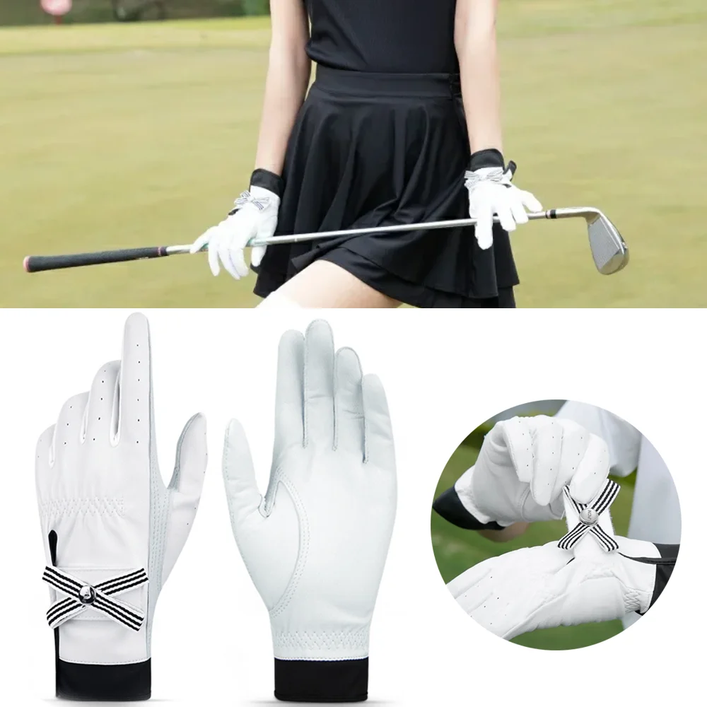 

1Pair Lambskin Ladies' Golf Gloves Bow Anti-Slip Sports Gloves Soft Gloves Elegant Golf Equipment for Outdoor Sports Accessories