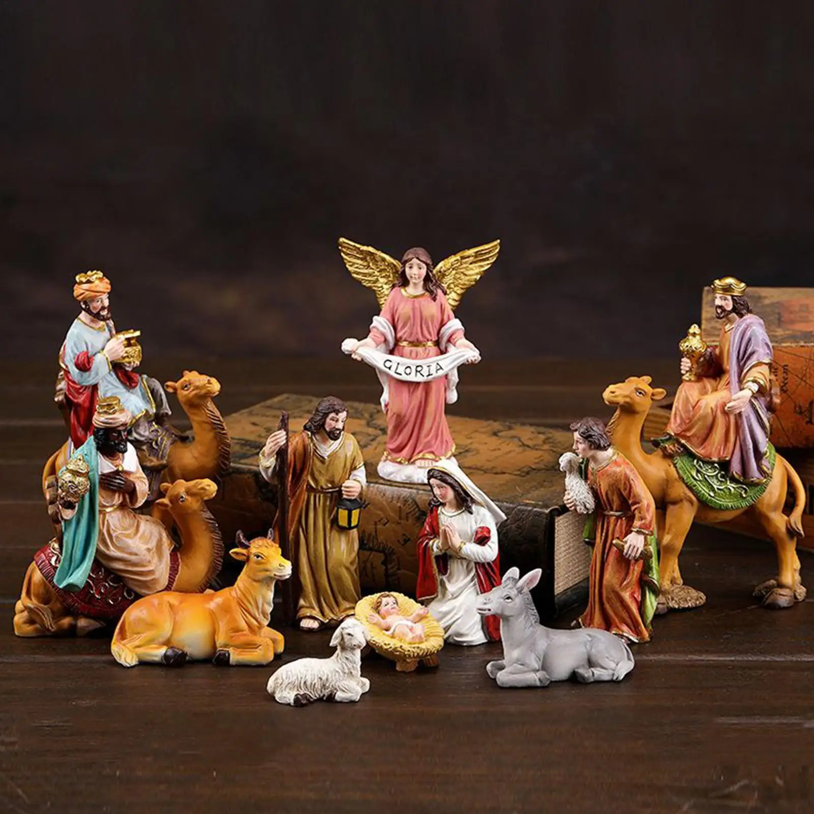 ChristmasHoly Family Statue 11 Pieces Nativity Scene Religious Statue Decor Birth Of Jesus Resin Christian Figurine For Bedside