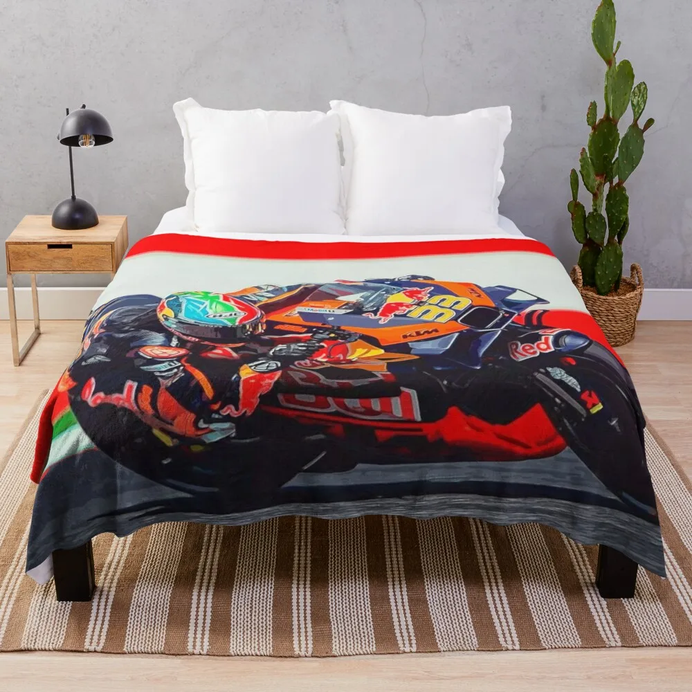 Brad Binder racing in the 2024 Austrian Grand Prix watercolor Throw Blanket Furry Flannel Decorative Sofa Blankets