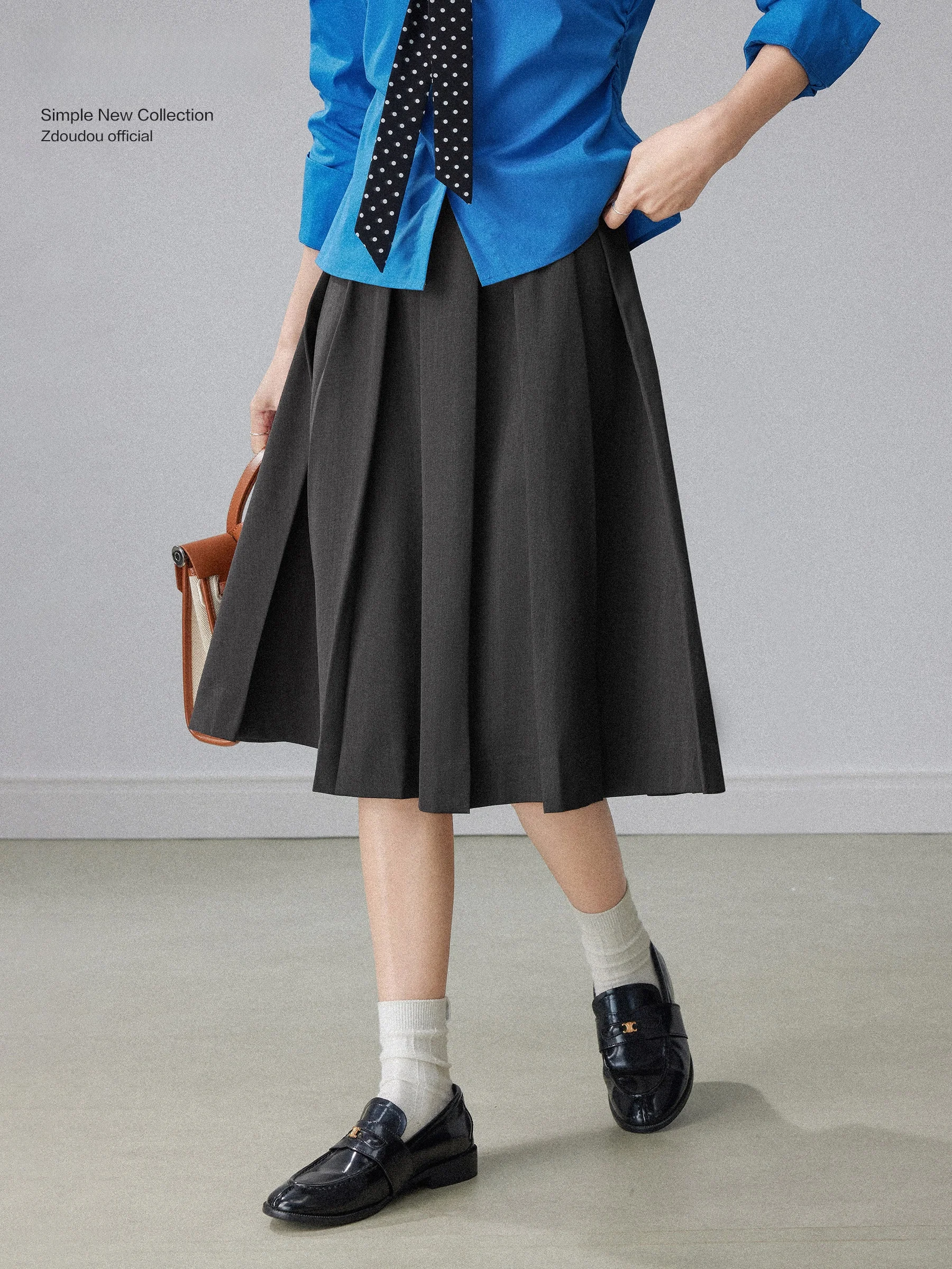 

Женская плиссированная юбка миди А-силуэта с высокой талией, скрывающая бедра, стройнящая, весна 2026, новинка