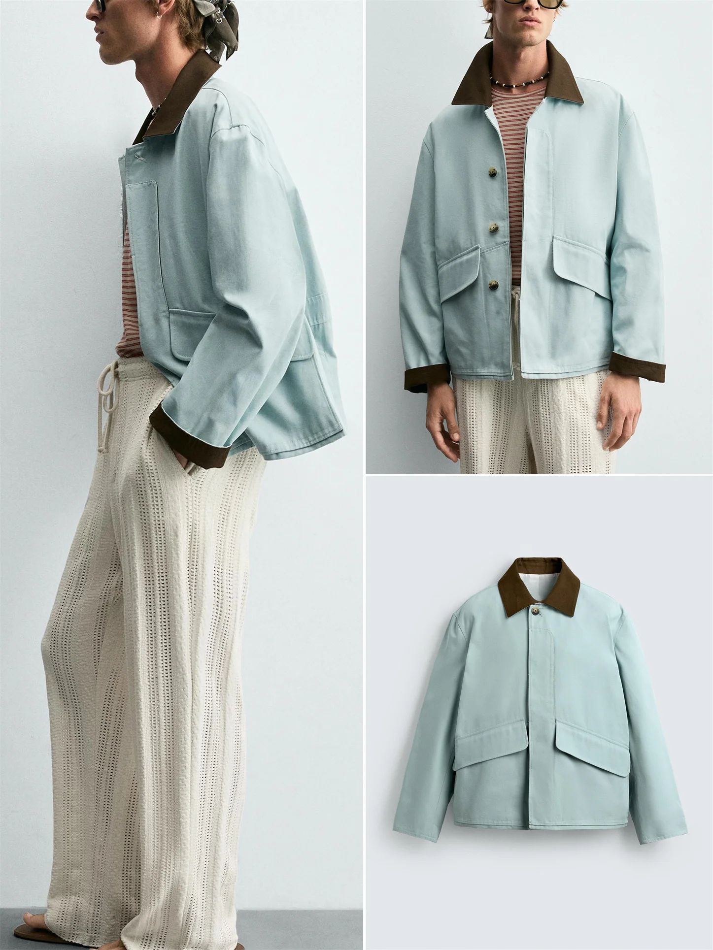 

Faionable повседневная мужская куртка свободного кроя, осеннее новое поступление, цветная верхняя одежда с цветочным воротником, весенне-осенняя одежда