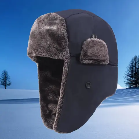 Outdoor Windproof Earflaps Aviator Warm Hat Winter Men Women Bomber Hat Russian Trapper Trooper Hat Snow Ski Hat Lei Feng Cap