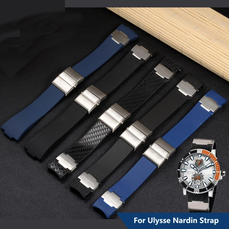 High Quality Silicone Watchband  22mm 26mm For Ulysse Nardi Observatory Navigation 1183  Arc Mouth Convex Mouth Watch Strap