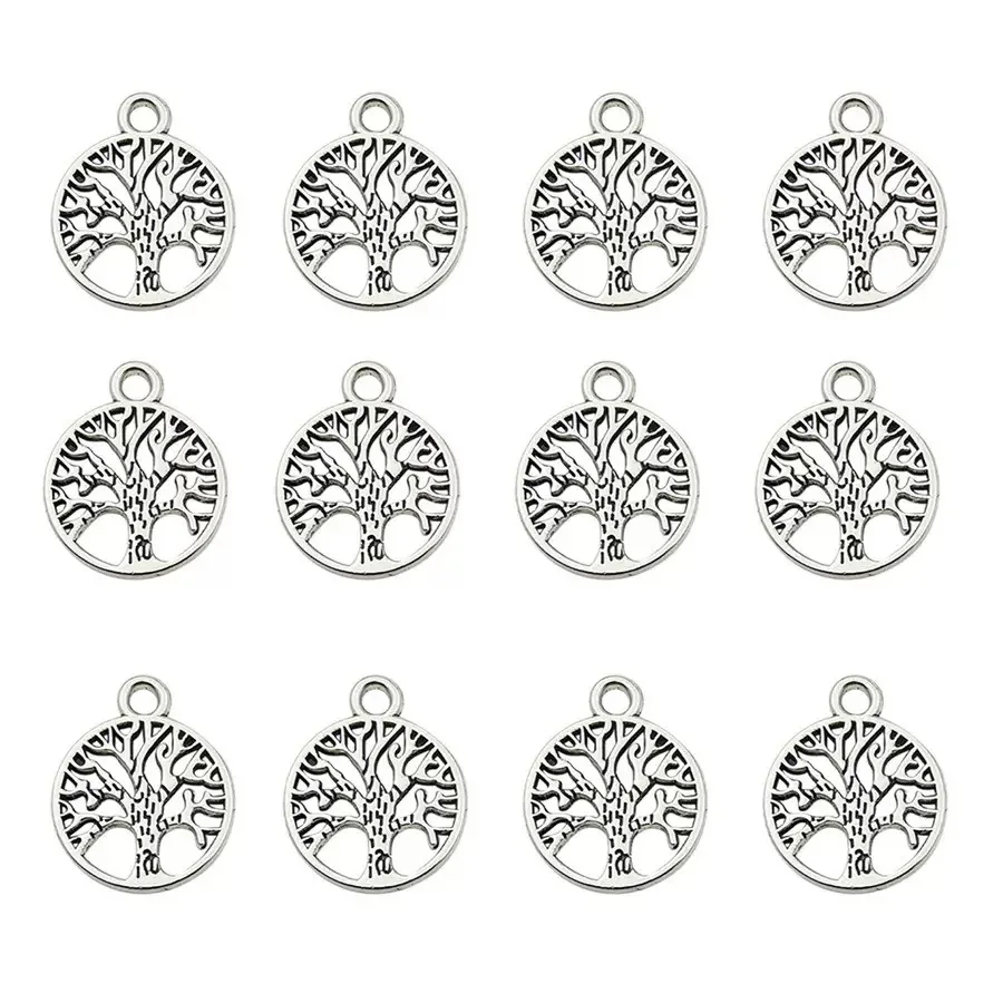 5/10pcs Antique Silver Plated Tree Pendants For Necklaces Handmade DIY Alloy Charms jewelry making supplies