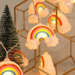 Rainbow Cloud Star Colorful Light String Kitty Cat Astronaut Rocket Led Lamp Banner For Kids Bedroom Camping Tent Lights Decor