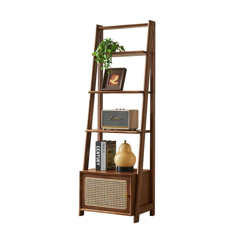 

Rattan Bookshelf Bedside Table Multifunctional Storage Locker Shelf Medieval Wabi Sansan Furniture Multi-layer Display Shelf