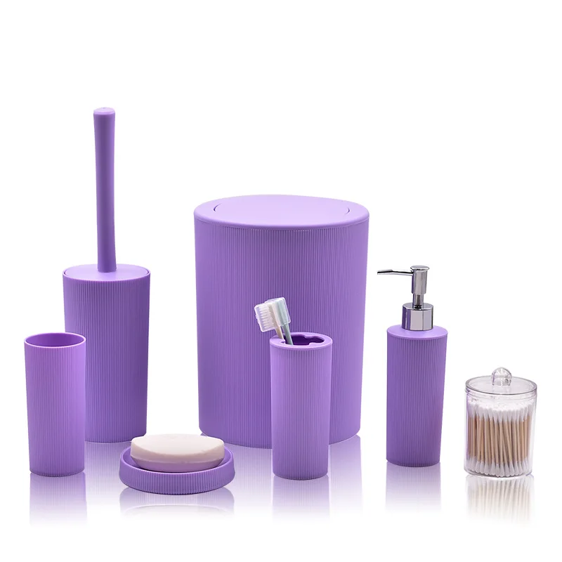 7 Pieces/Set Bathroom Accessories Set Mouthwash Cup Toilet Brush Vanity Tray Housewarming Gift for Household Hotel Home