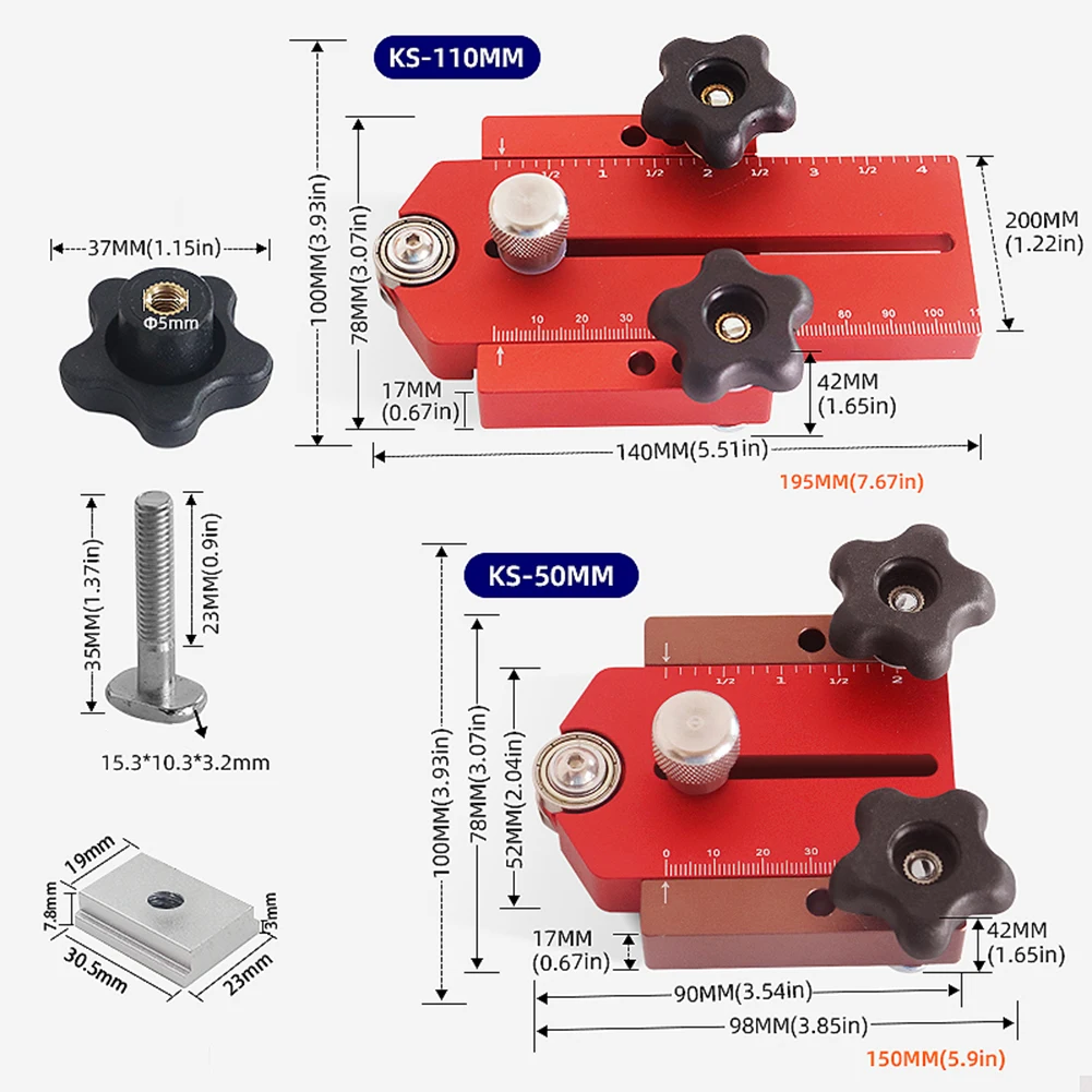 Woodworking Table Saw Limit Clamp Aluminum Alloy Body Red Color Suitable for Carpentry Durable and Wear Resistant