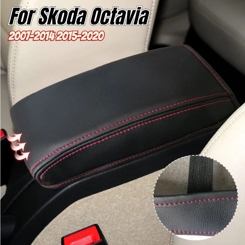 PU Leather Car Center Armrest Arm Rest Box Case Cover Cushion Pad For Skoda Octavia 2007 2008 - 2014 2015 2016 2017 2018 2019