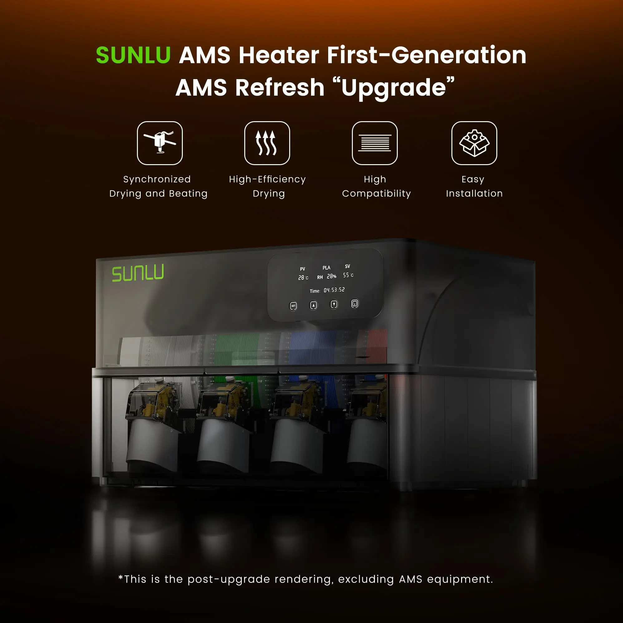 SUNLU AMS Heater/S4 Filament Dryer Box, Drye Box for 3D Filament Storages Dryer 4 Spools Filament with Temperature Balance