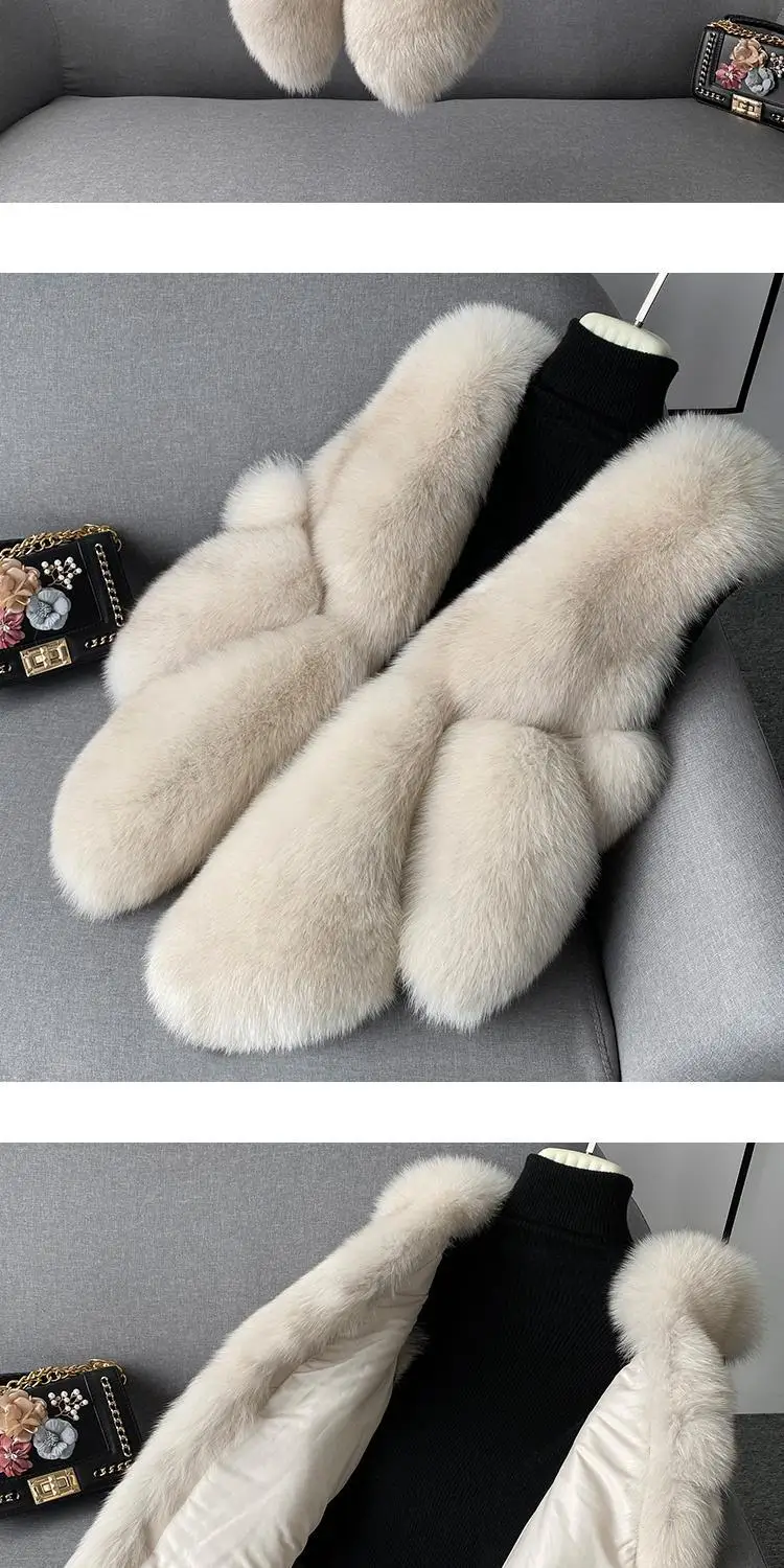 2024 autumn and winter new fox fur vest women's short coat young fur integrated vest winter coat women