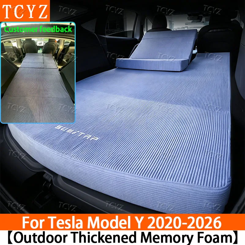 

Foldable Corduroy Memory Foam Air Mattress for Tesla Model Y 2020-2026 – SUV Back Seat Sleeping Pad for Road Trip, Travel & Nap