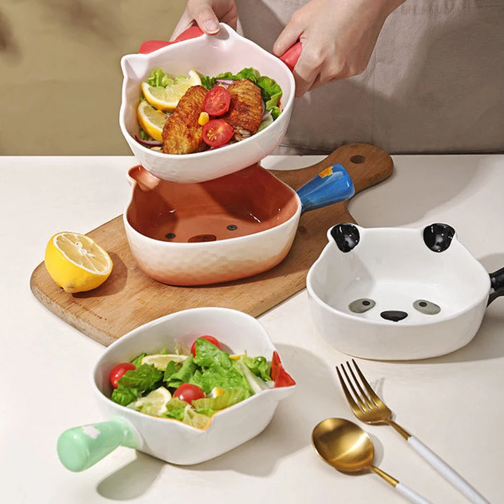 

Керамическая салатница с пандой, очаровательная многофункциональная миска для еды для ужина, рамэна для ежедневного использования, многоразовая тарелка для хранения домашней кухни