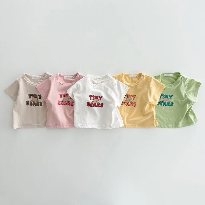 

2025 Summer New Baby Letter Short-sleeved Top Korean Version of Boys and Girls Home Cotton Short-sleeved T-shirt