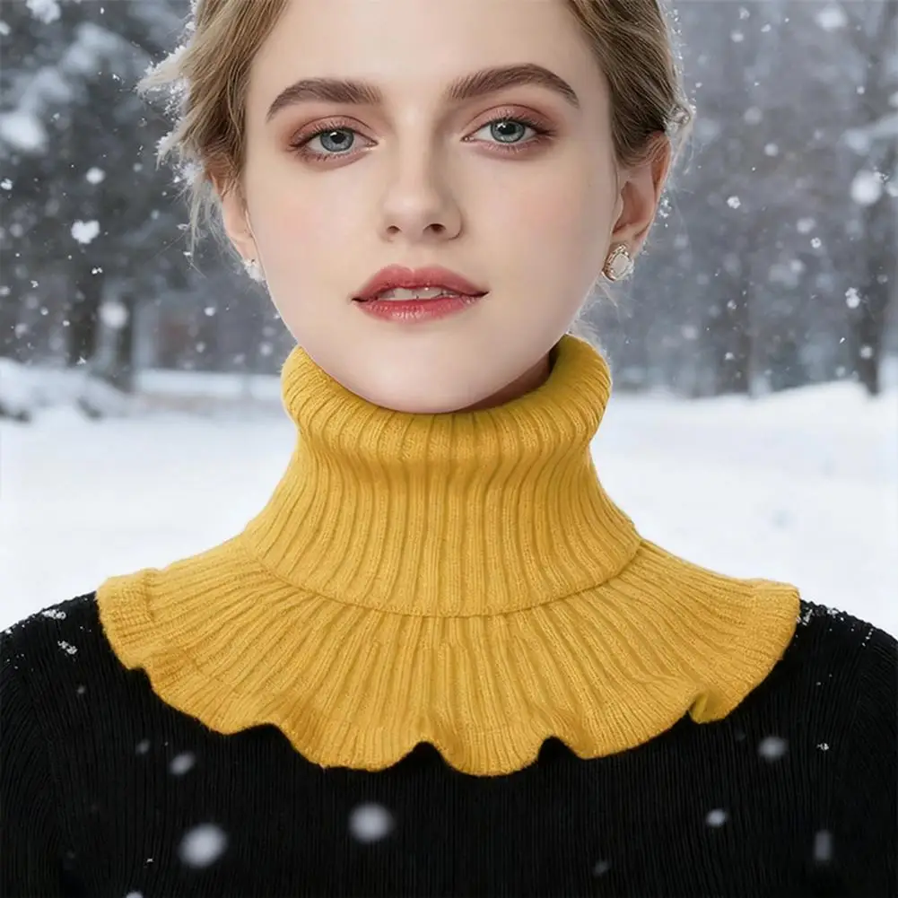 

Поддельный воротник для мужчин и женщин, модные вязаные шарфы с воротником для женщин, съемный аксессуар с высоким воротником и молнией для бездорожья