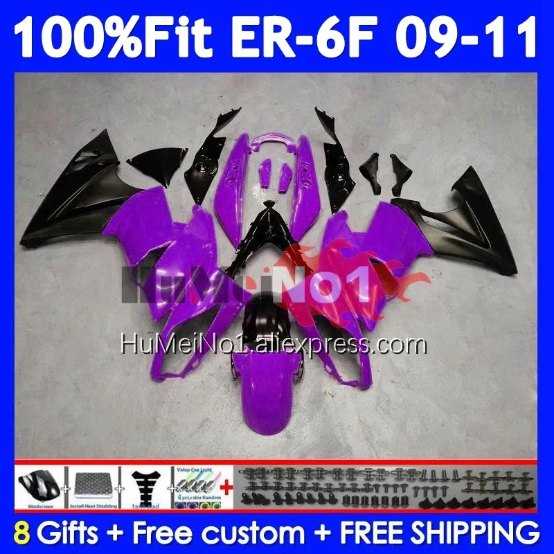 OEM Body For KAWASAKI NINJA Black Purple 650R ER 6F ER6 ER 6 F ER-6F 09-11 246No.51 ER6F 09 10 11 650 R 2009 2010 2011 Fairings