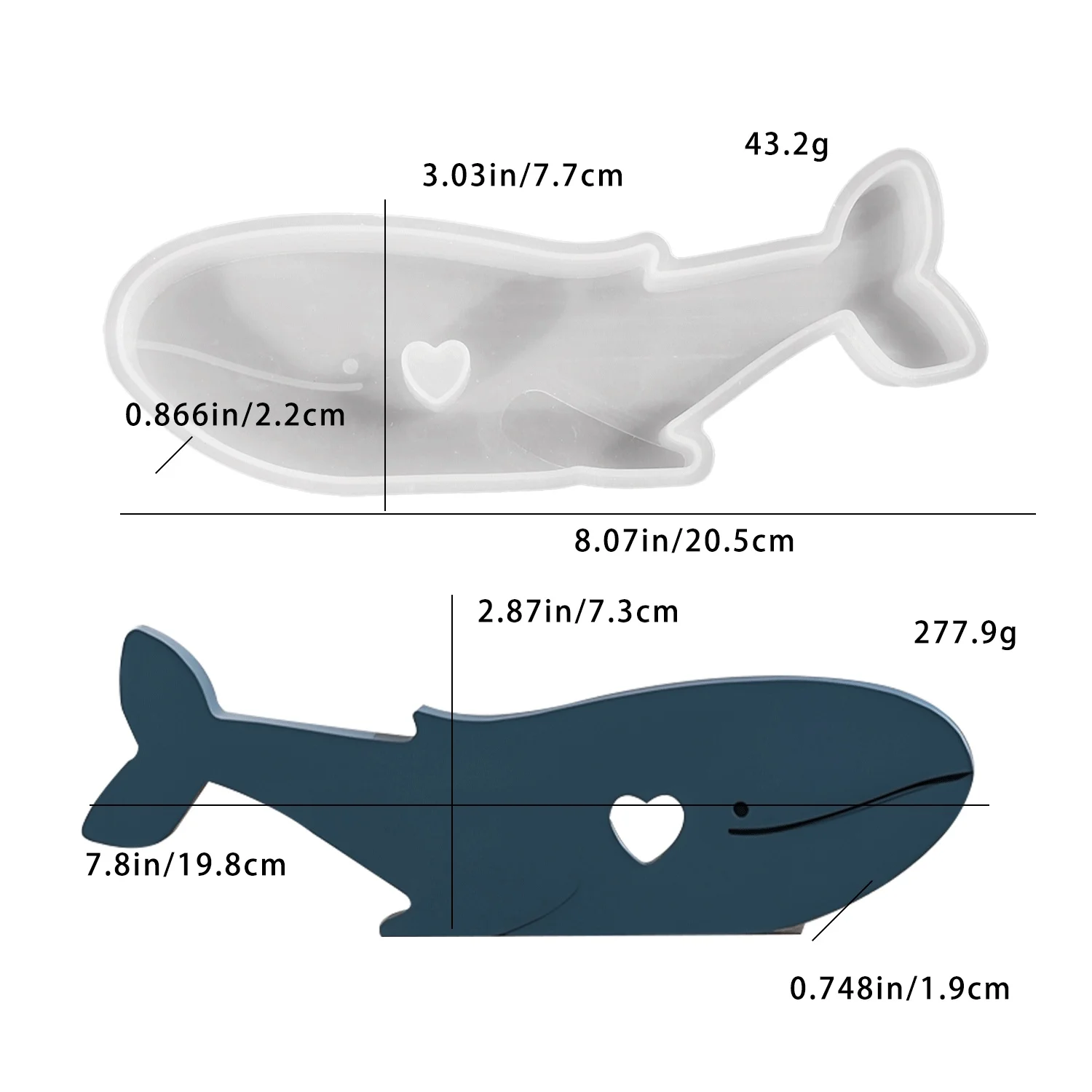 

DIY epoxy resin mold heart whale silicone mold plaster incense candle holder ornament mold