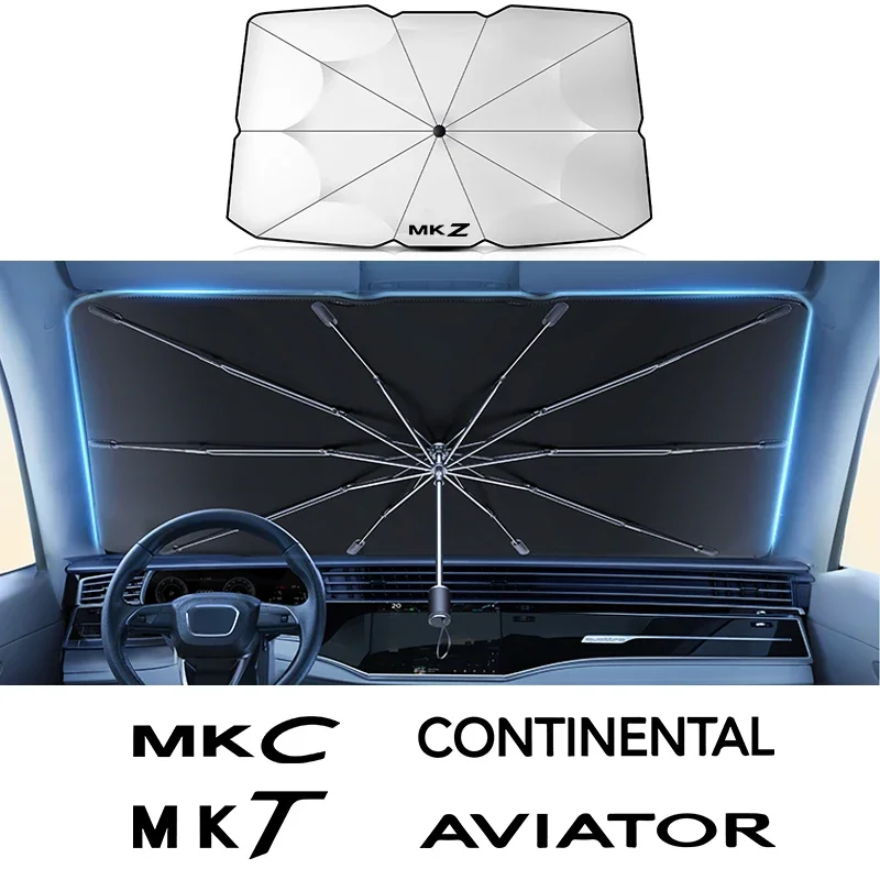 

Car Windshield Sun Shade Blocks, UV Ray Reflector Umbrella, For Lincoln AVIATOR Continental Navigator MKZ MKT MKC MKS MKX 2020