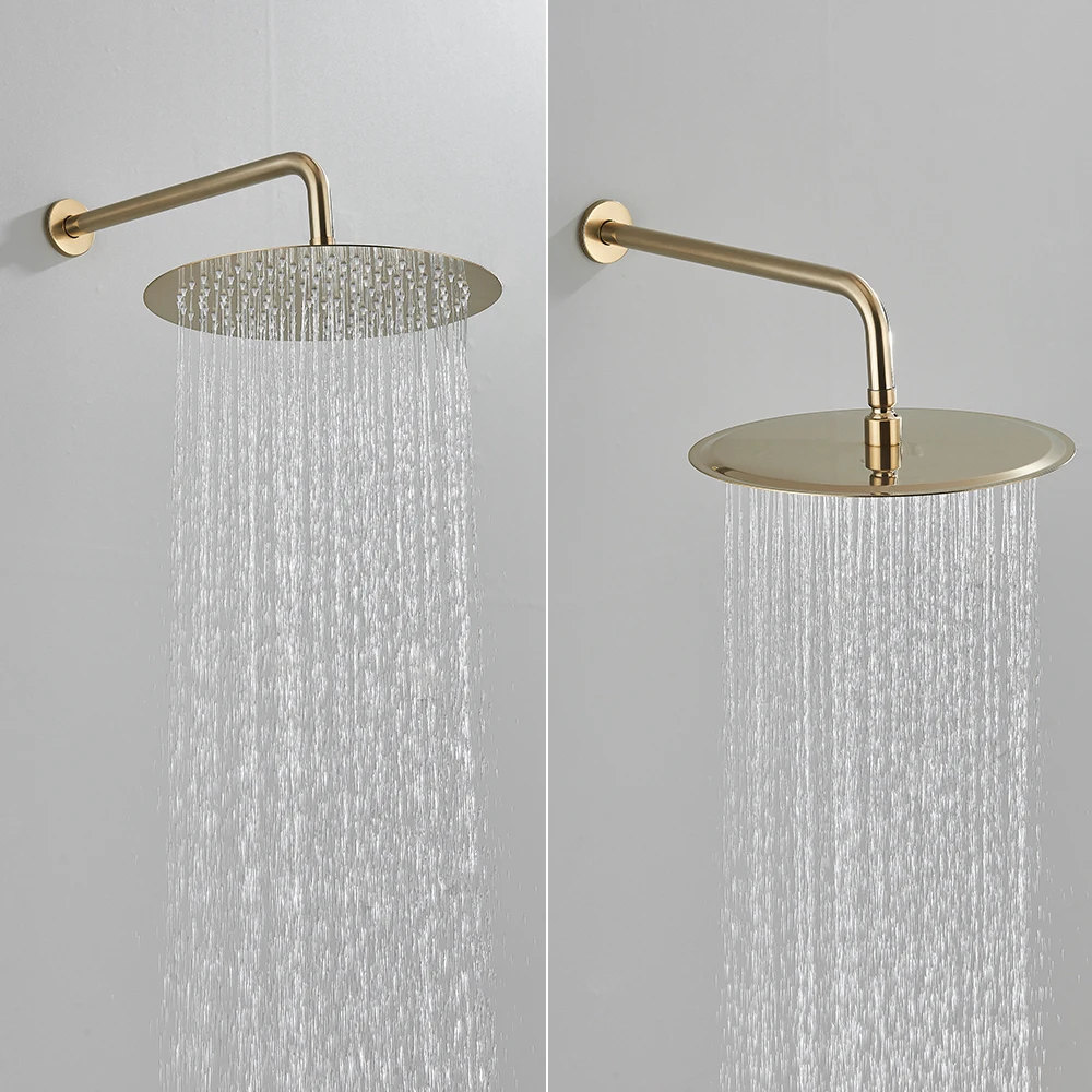 Brushed Gold Shower Faucet Embedded In 2 Ways Shower Mixers Wall Mounted Rainfall Bathroom Shower Tap Stainless Steel Head