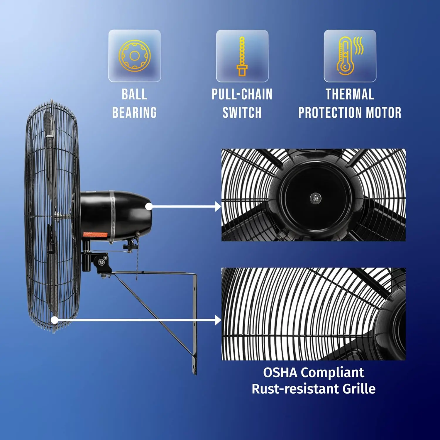 Seguridad cETL de la velocidad del ventilador de montaje en pared oscilante al aire libre impermeable de alta velocidad de 24 pulgadas 2