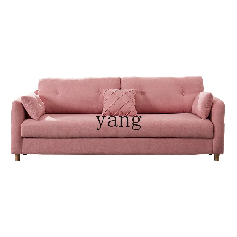 LTT Nordic small apartment solid wood sofa bed foldable living room multi-functional simple fabric sofa