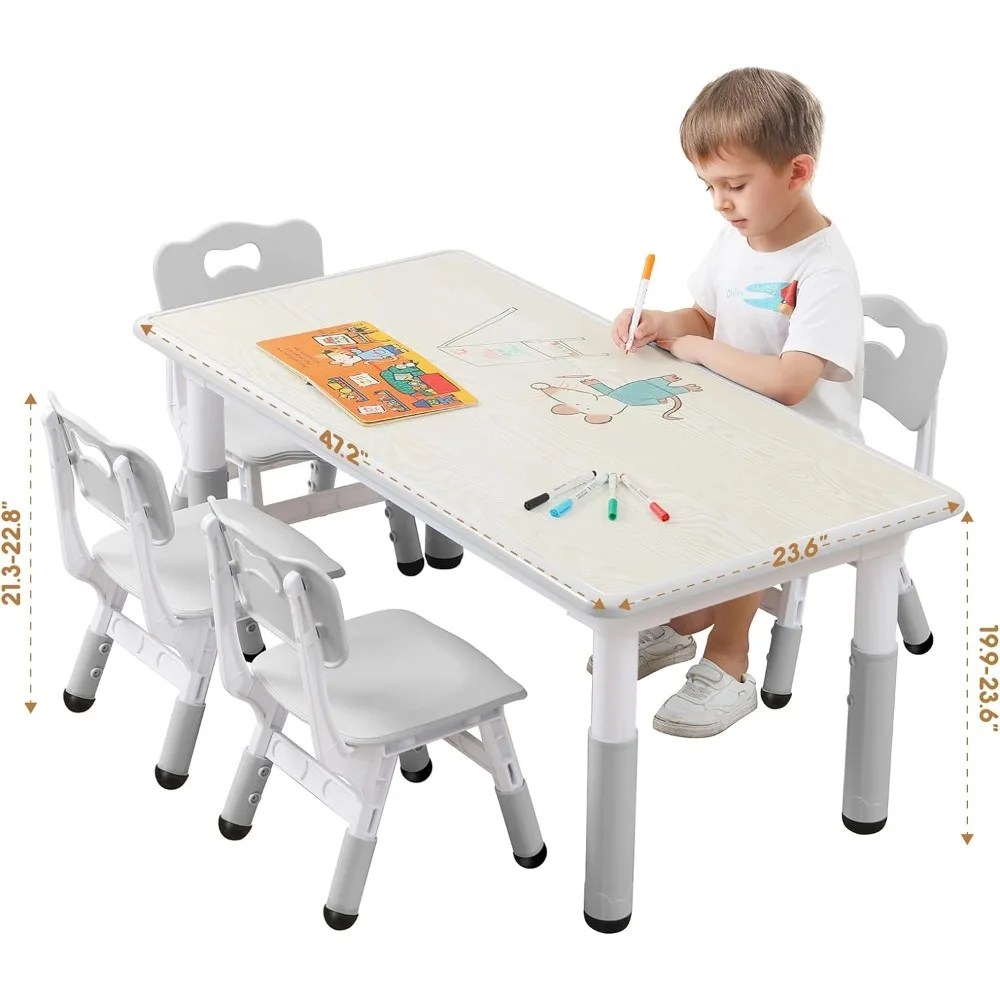 Children Furniture Sets, Toddler Table and Chair Set, Adjustable Kids Table Legs&Organizer, Children Furniture Sets