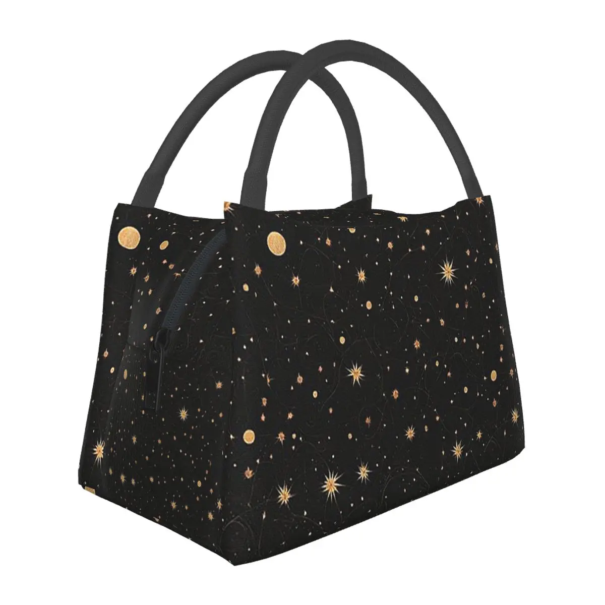 Night Sky Golden Celestial Stars Zodiac Constellations Lunch Bags Bento Box Lunch Tote Picnic Bags Thermal Bag for Woman Office