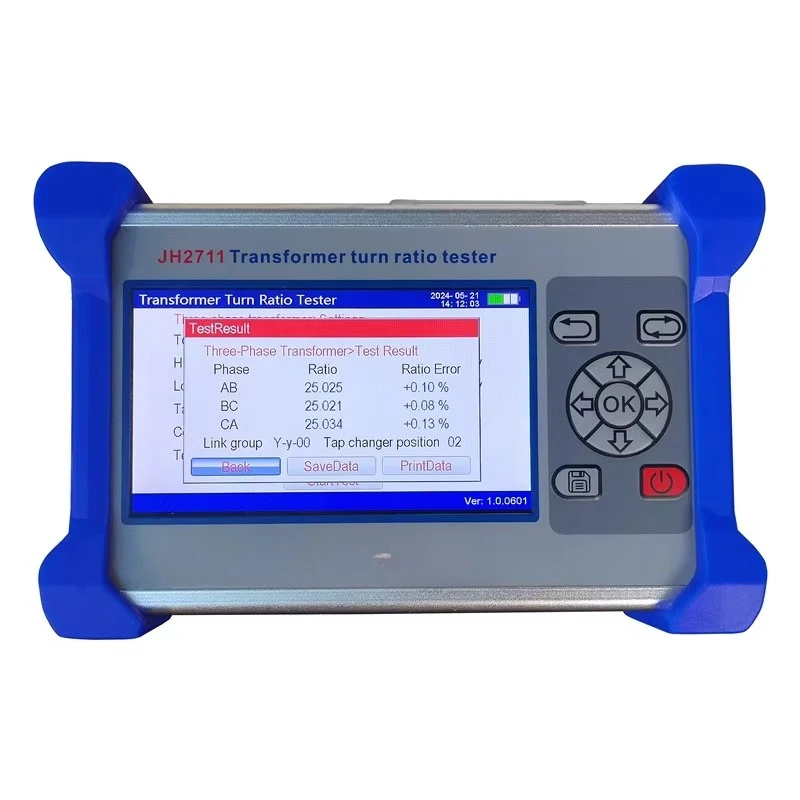 Handy Three-Phase Transformer Turns Ratio Tester PT/CT Polarity Store 99 Sets Data English/Spanish Languages AC100-240V
