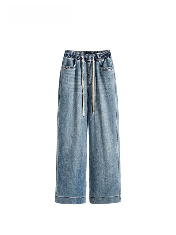 

Джинсы женские прямые с высокой талией, повседневные, универсальные, больших размеров, весенняя новинка, комфортная посадка, омолаживающий эффект