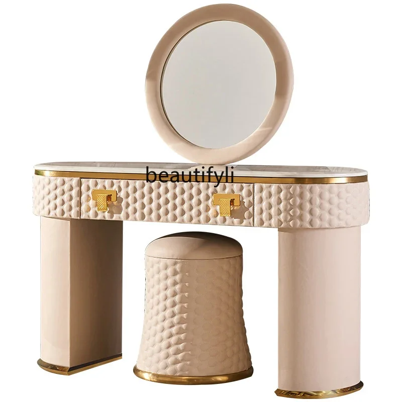 

Light luxury dresser, modern simple leather marble makeup table, large and small apartment high-end designer furniture