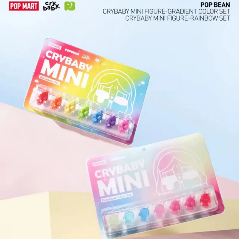 

POP MART CRYBABY POP BEAN MINI RAINBOW SET Series Слепая коробка Guess Bag Украшение рабочего стола Симпатичная модель Подарок Девушка Игрушки Аниме