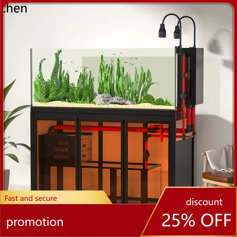 

HXL backpack stream fish tank living room household aquarium bottom filter ecological landscaping water-free goldfish tank