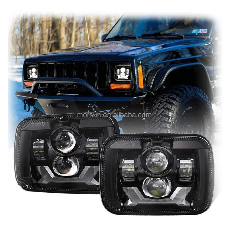 Rectangular 5x7 led headlights for Jeep Cherokee XJ Accessories led lights for Wrangler YJ Comanche MJ 79-88 J10 J20 Wagoneer SJ