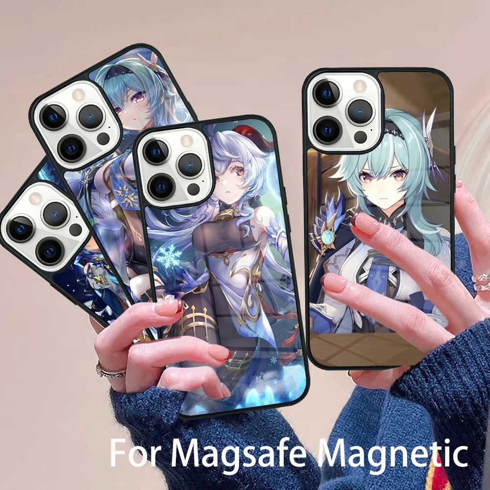 

Genshin Impact Eula Phone Case Magesafe Magnetic Wireless Charge Cover For IPhone 16 11 12 13 14 15 Pro Max Plus Mini