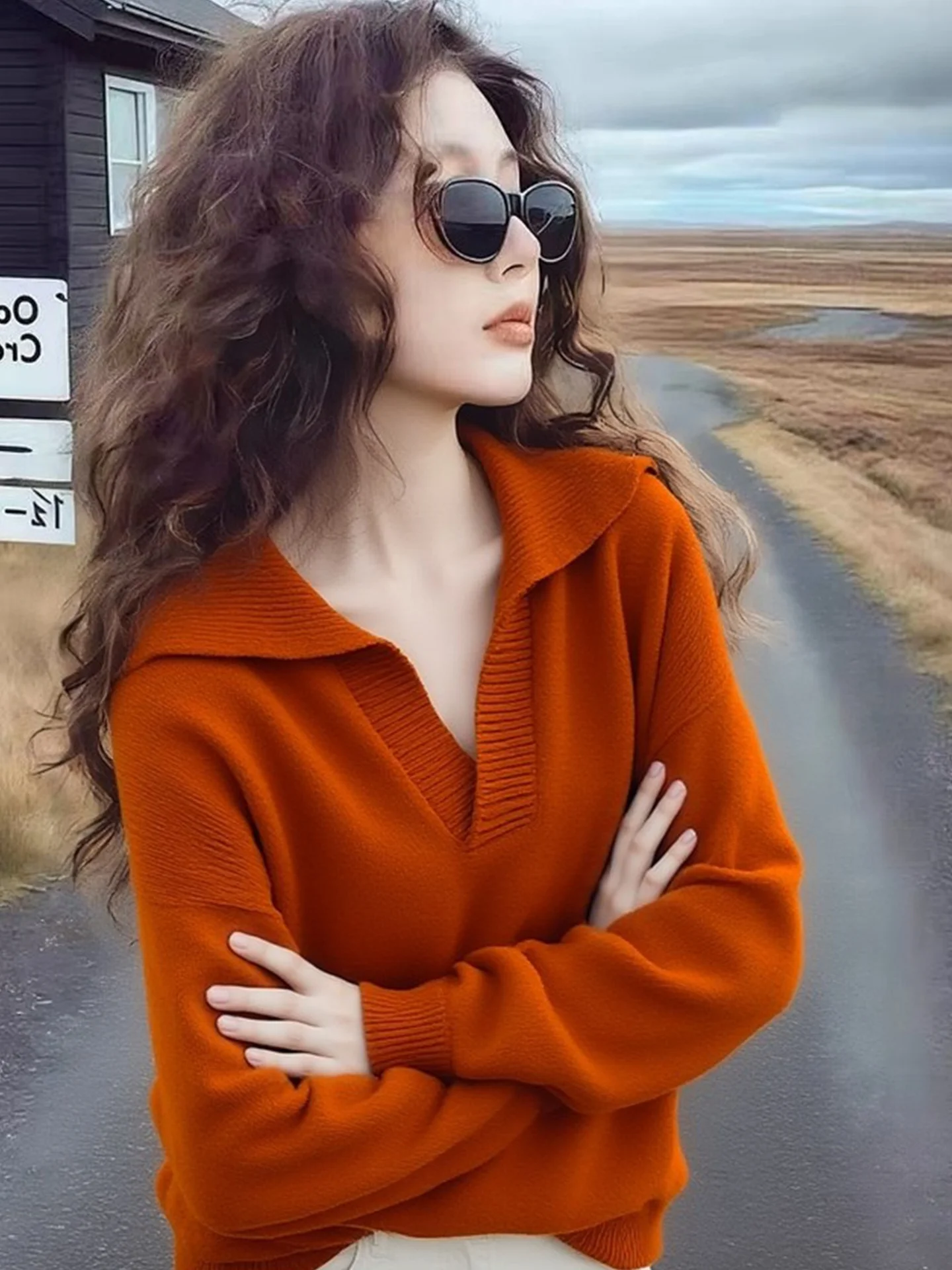 Chique preguiçoso sle thiened longo sve pulôver camisola branco melhorando solto ajuste coreano faion inverno entrada de malha topo