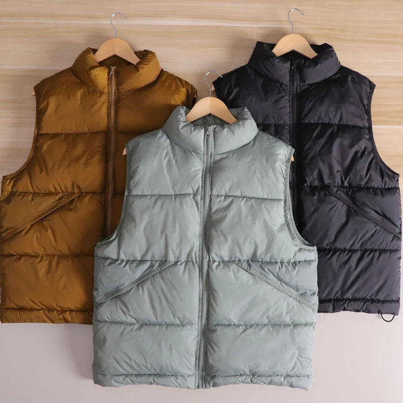 

Удобный теплый однотонный хлопковый жилет на молнии с воротником-стойкой, модный мужской модный городской зимний джет, молодежная повседневная одежда