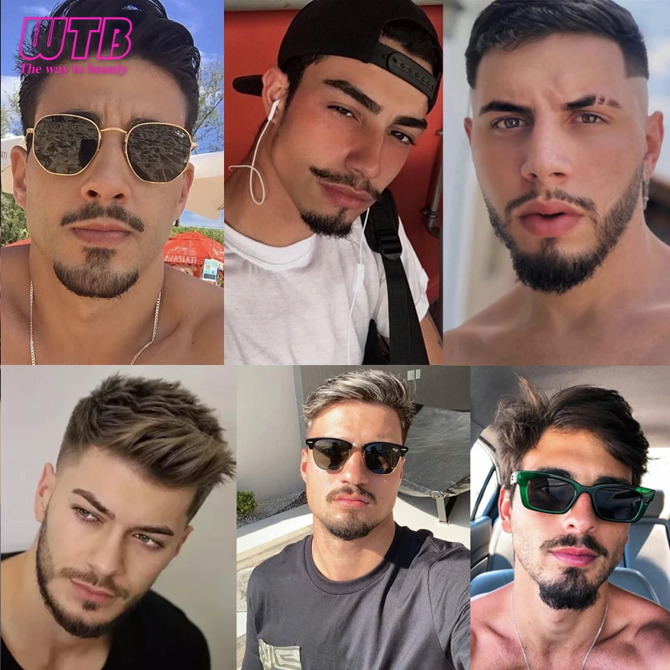 Synthetic Fake Beard Realistic Mustache Black Goatee Costume Facial Hair Invisible Lace False Beard for Halloween Cosplay Partie image 4