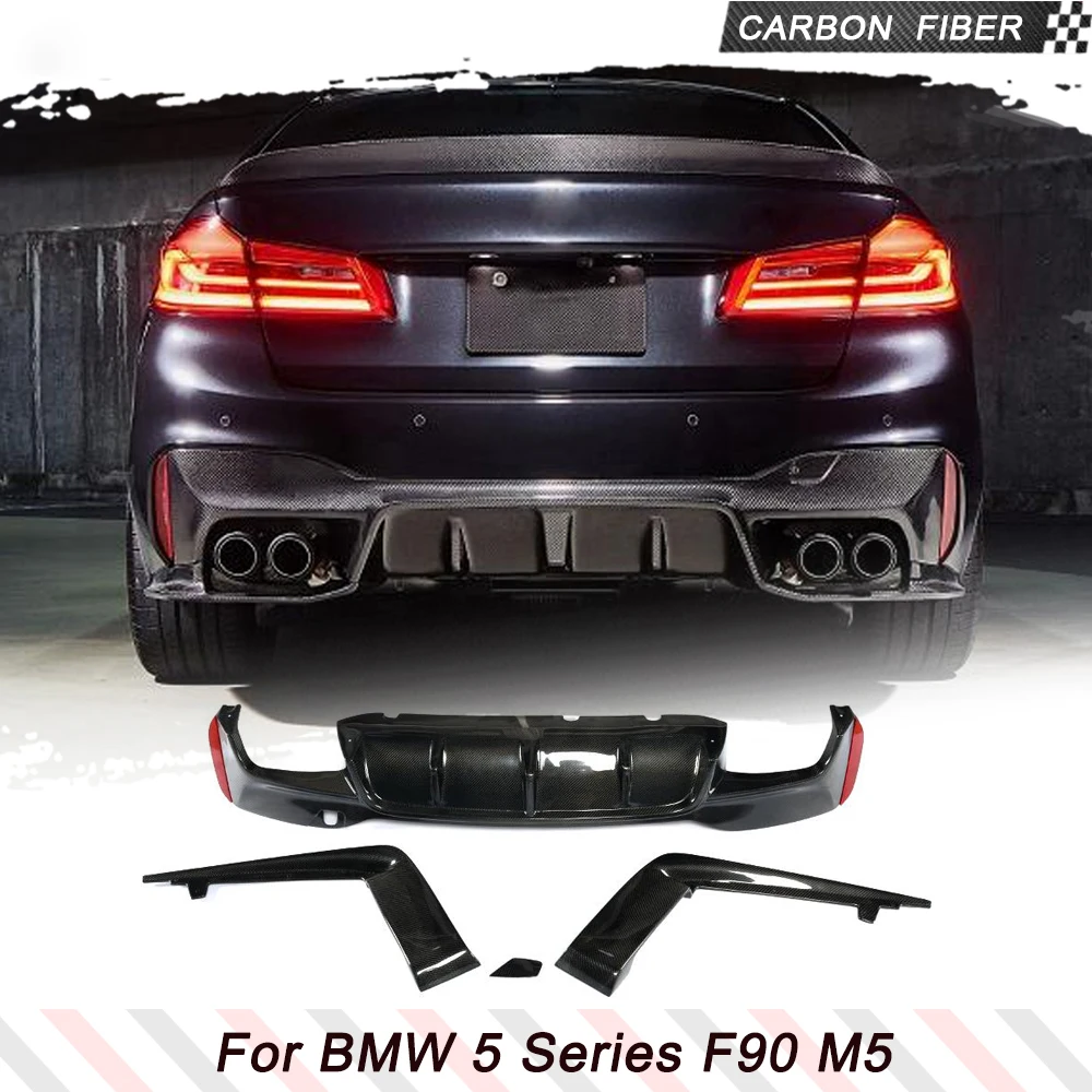 Carbon Fiber Rear Bumper Diffuser Lip Spoiler for BMW 5 Series F90 M5 2018 - 2020 Rear Bumper Diffuser Lip Spoiler 3PCS/SET