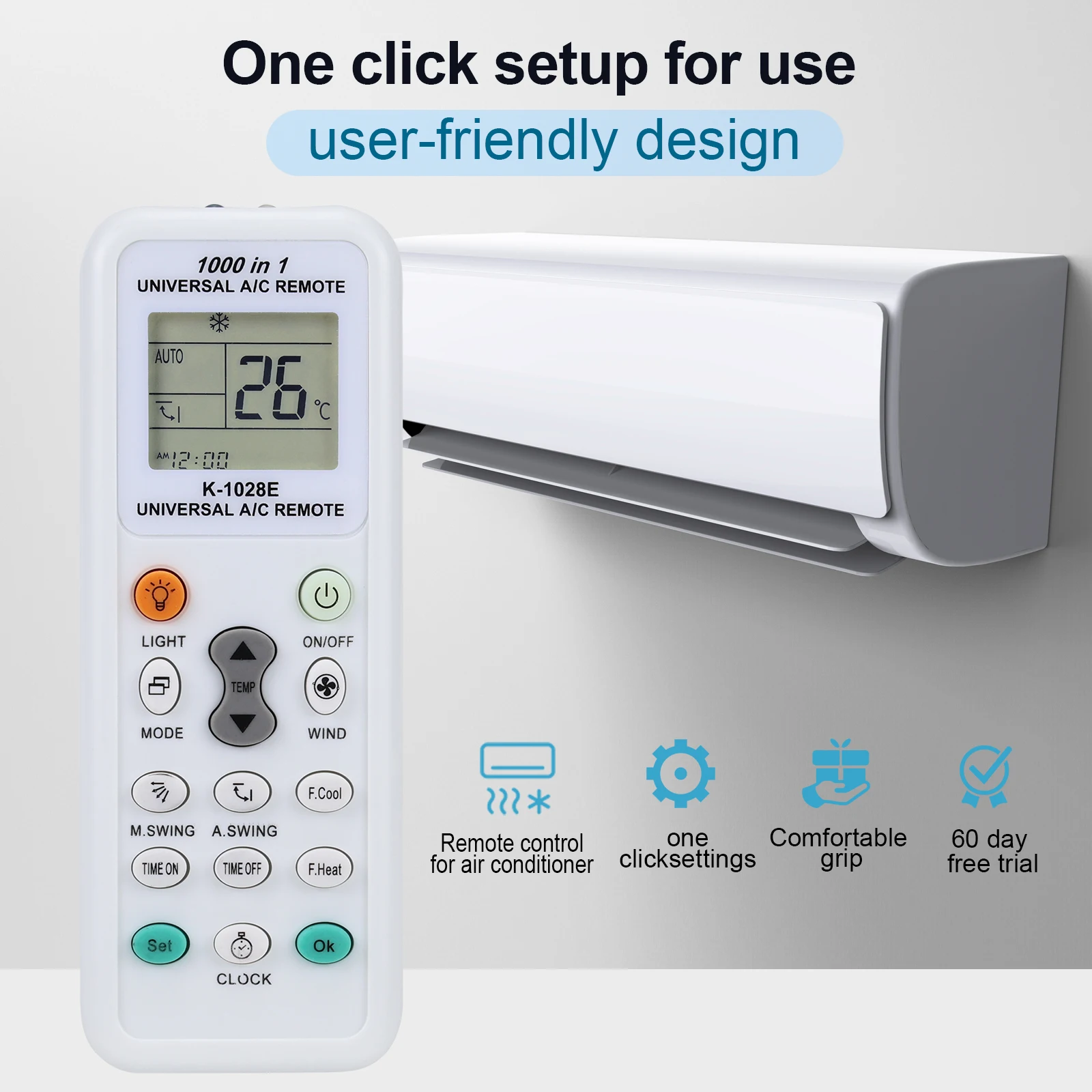 Universal Air Conditioner Remote Control Lcd A/C Conditioning Controller 1000 in 1 for Mitsubishi Toshiba Hitachi Fujitsu Daewoo