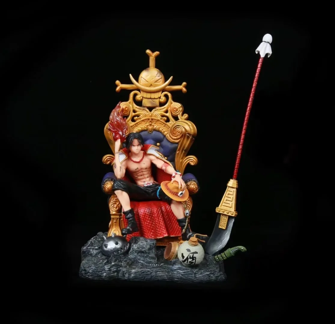 Anime One Piece Edward Newgate Ace mit Throne Battle Ver. GK PVC Action Figure Statue Sammlung Modell Kinder Spielzeug Puppe Geschenke