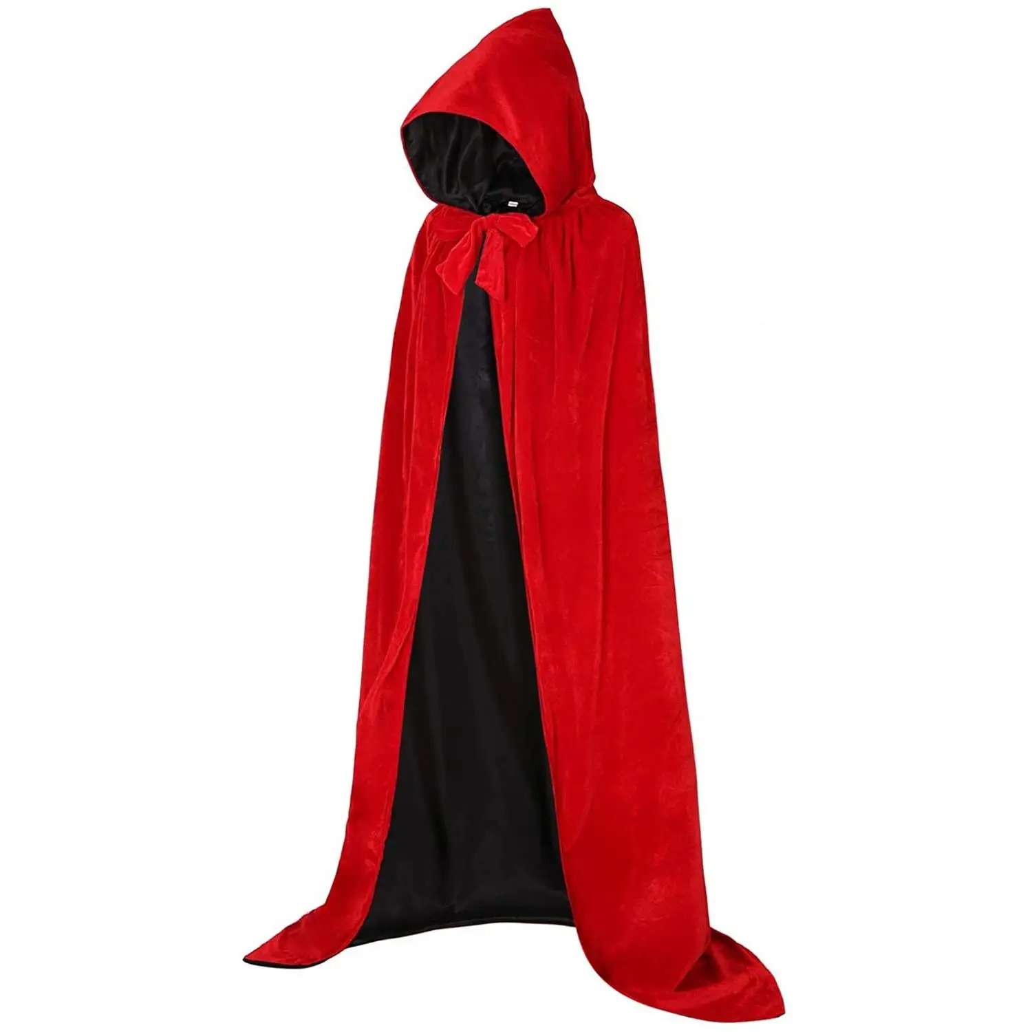 

Двухслойная бархатная накидка на Хэллоуин с капюшоном, цвет красного вина, черное пальто для выступлений на сцене, женский этнический костюм Faion ow