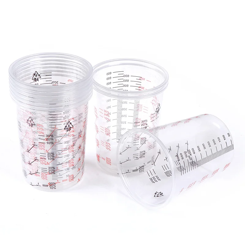 Langlebige 10 Stück 600 ml Kunststoff-Farbmischbecher, Mischtopf, Farbmischbecher, kalibrierter Becher