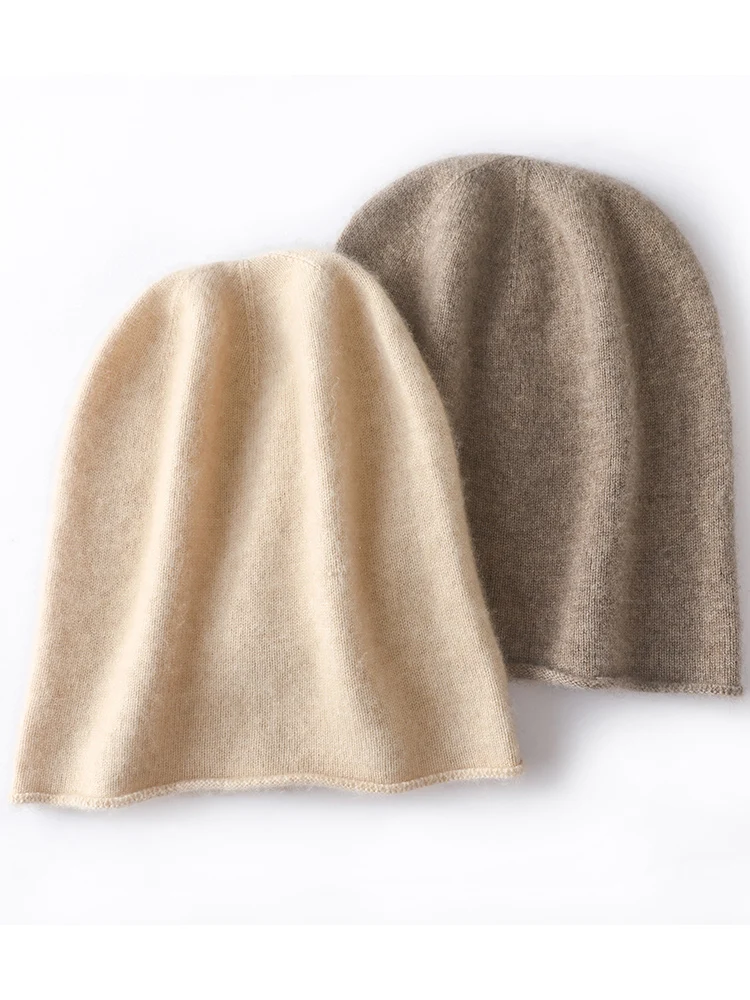 2022 Winter Unisex 100 Cashmere Hats Outdoor Casual Keep Warm Solid Color Cashmere Knitted  Beanie Hat Women /Men Hedging Caps