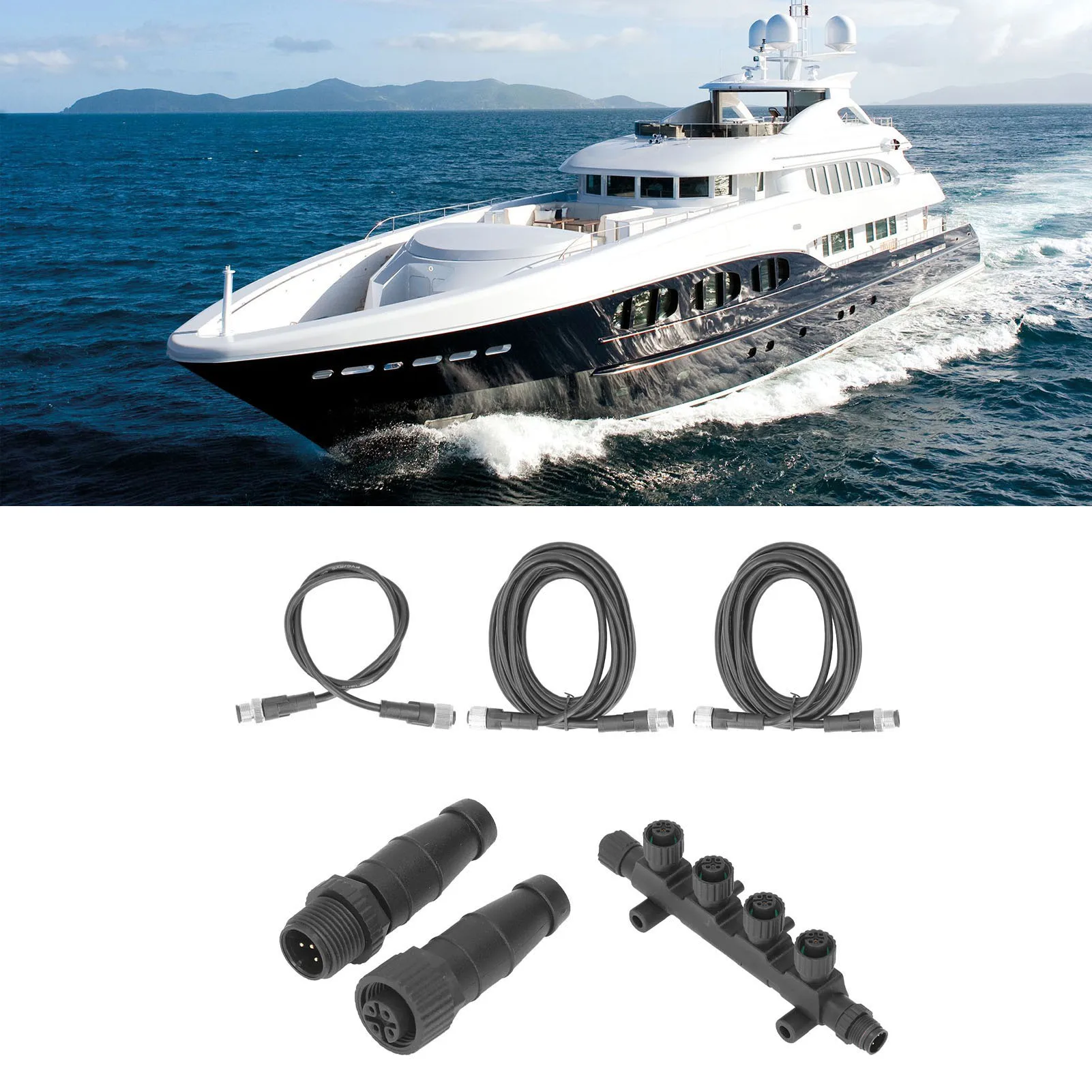 Marine NMEA 2000 Starter Kit Cable Connector Termination Combination ABS Rustproof Universal N2K Terminator NMEA 2000 Terminator