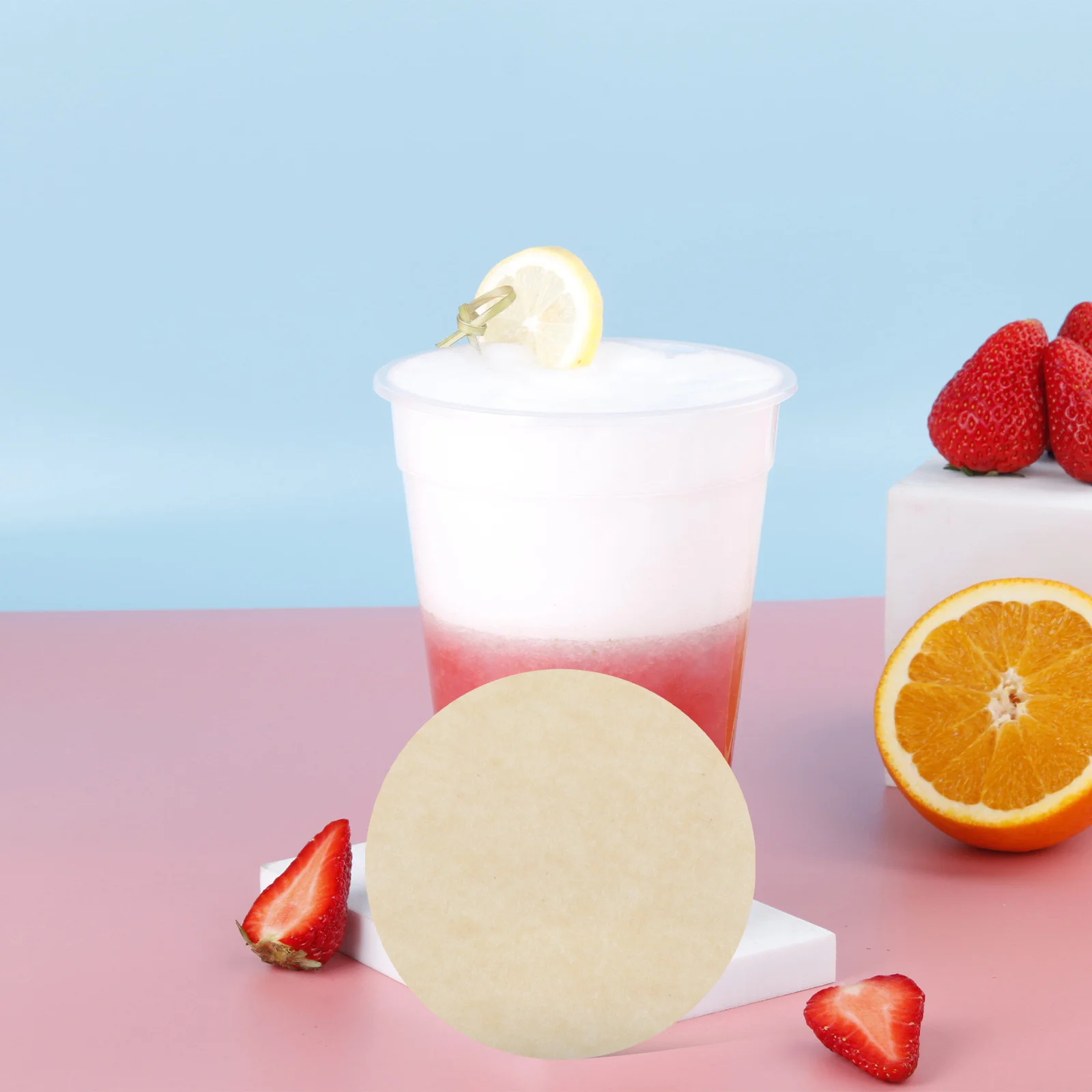 

500Pcs Leak Proof Cup Seal Paper Round Coffee Milk Tea Cup Cap Liners Waterproof Spill Proof Lid Film for Plastic Cups