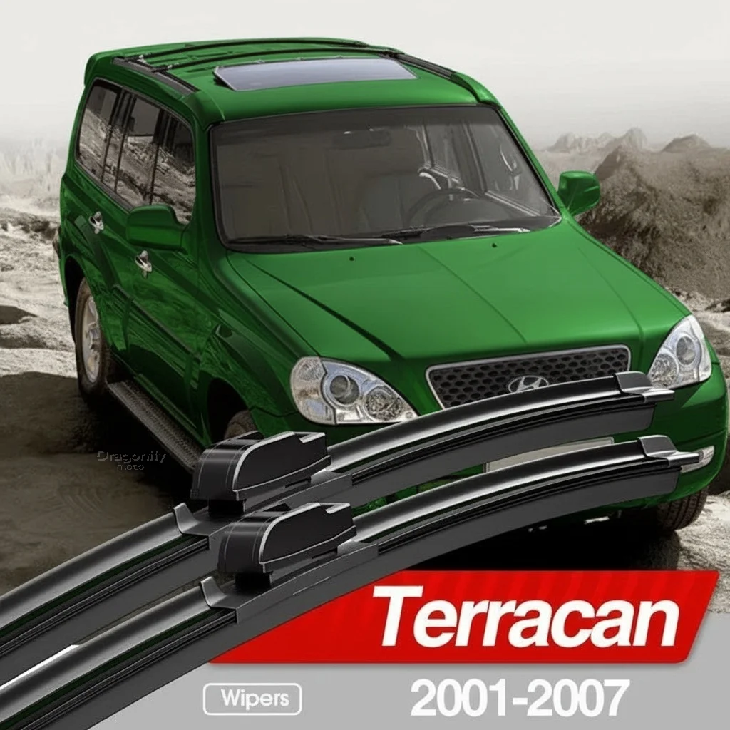 

Для Hyundai Terracan 2001-2007: Комплект из 2 передних дворников (щеток стеклоочистителя) для лобового стекла, аксессуары для окон 2002 2003 2004 2005 2006