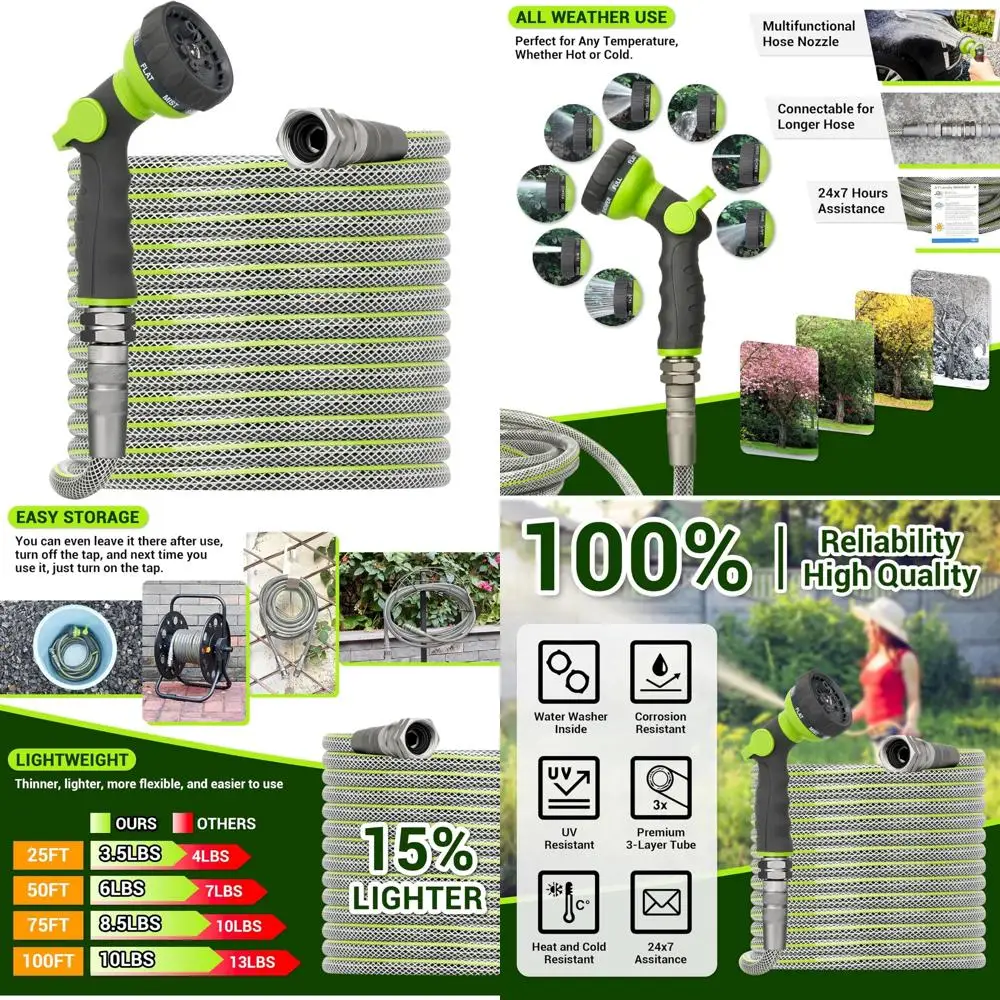 

Сверхмощный нерасширяемый садовый шланг длиной 75 футов с поворотными фитингами 3/4, для наружного использования