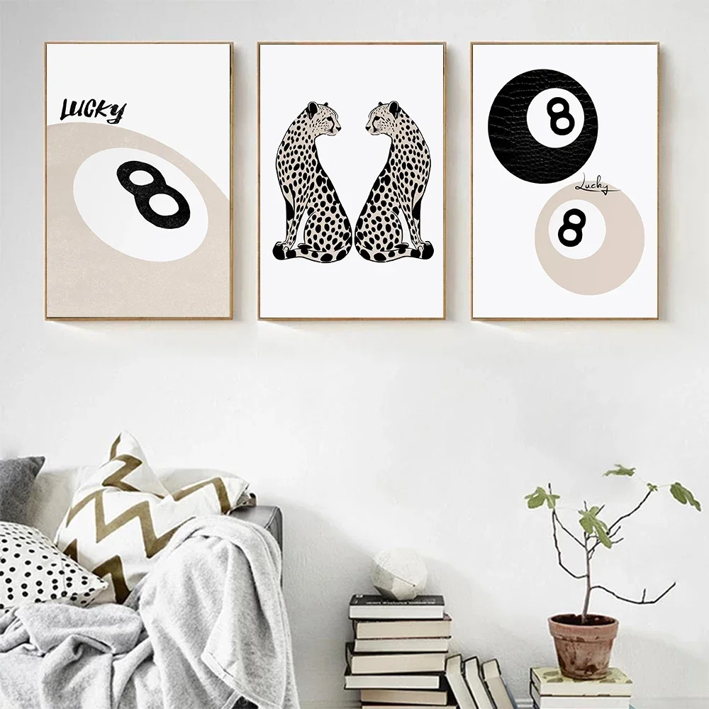 غير تقليدي القذرة مارتيني كوكتيل و ليوبارد لاكي رقم 8 الكرة أحمر الشفاه قبلة المشارك حائط لوح رسم الفن صور ديكور المنزل بار