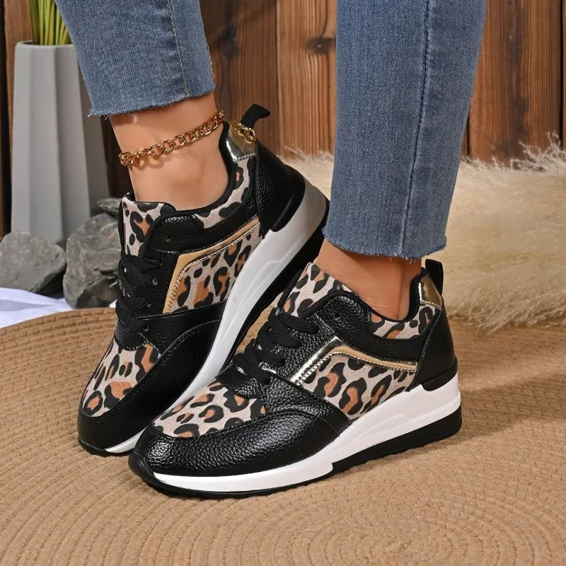 

2025 Women Sneakers Platform Round Toe Low-top Wedges Sneakers Women Outdoor Trend Lace Up Casual Sports Shoes Zapatos De Mujer