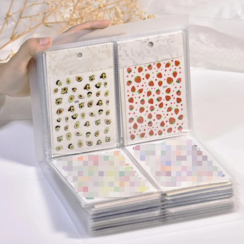 Nail Stickers Album with 80 Slots Collecting Decals Organizer Holder Manicure Sticker Storage Book Exhibition Card Package